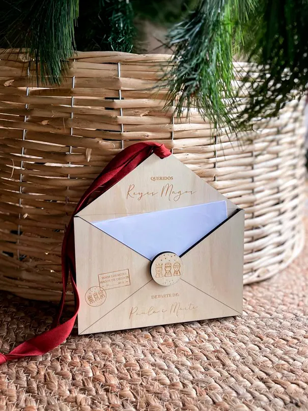 Sobre de madera Reyes Magos o Papá Noel - Imagen 3