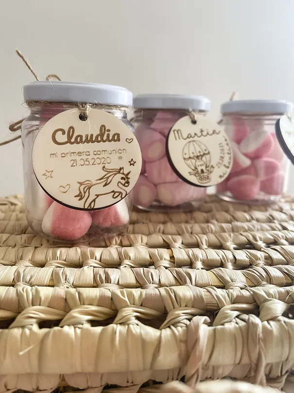 Tarro para chuches etiqueta madera - Imagen 3