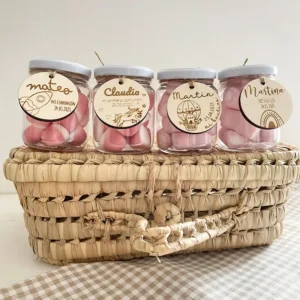 Tarro para chuches etiqueta madera