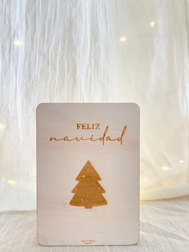 Postal navidad madera