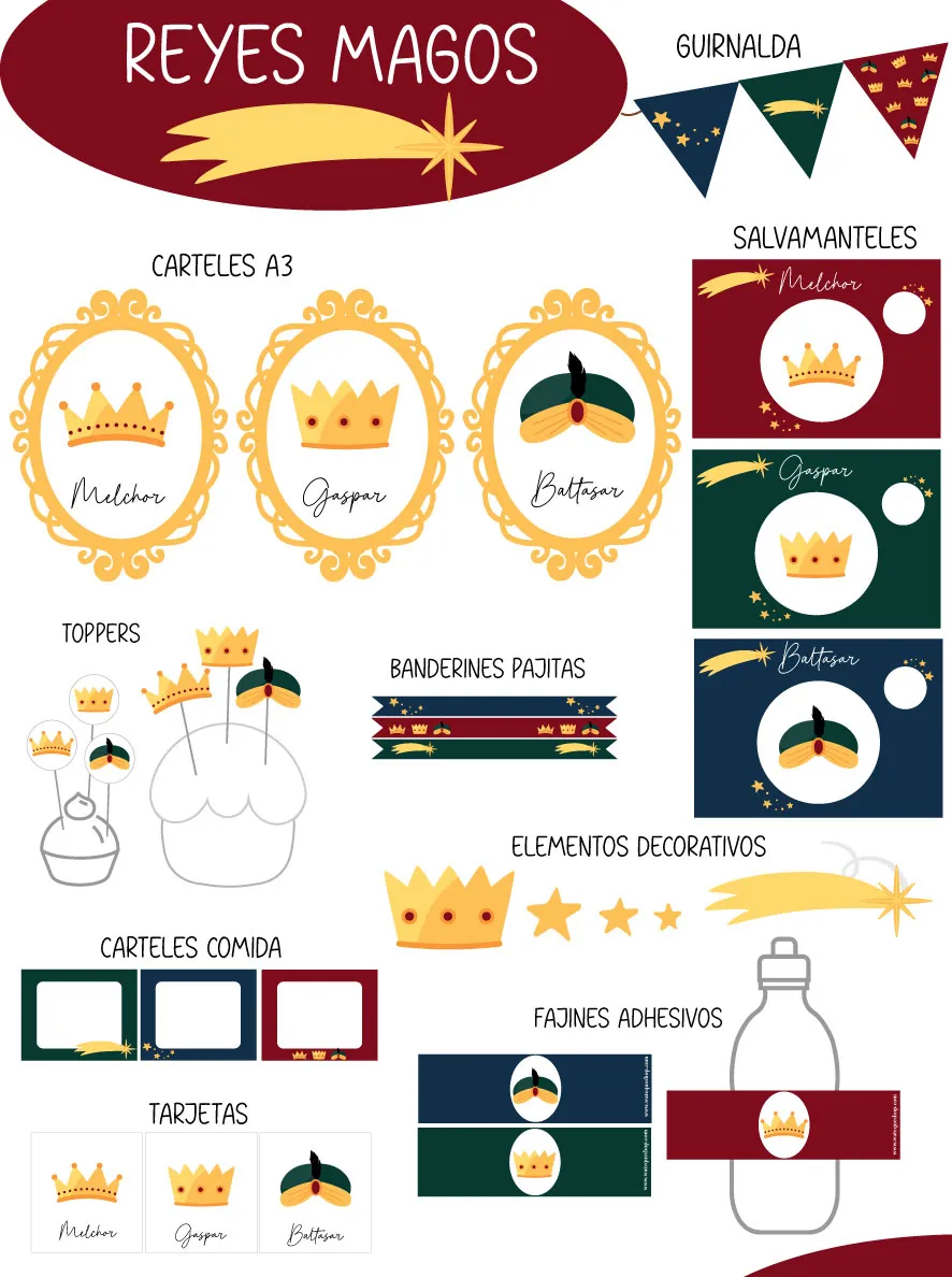 Imprimible Party Kit Reyes Magos