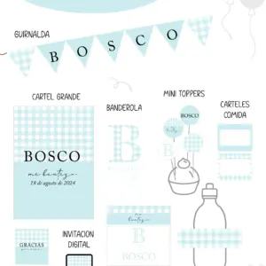 Vichy Azul Party Kit