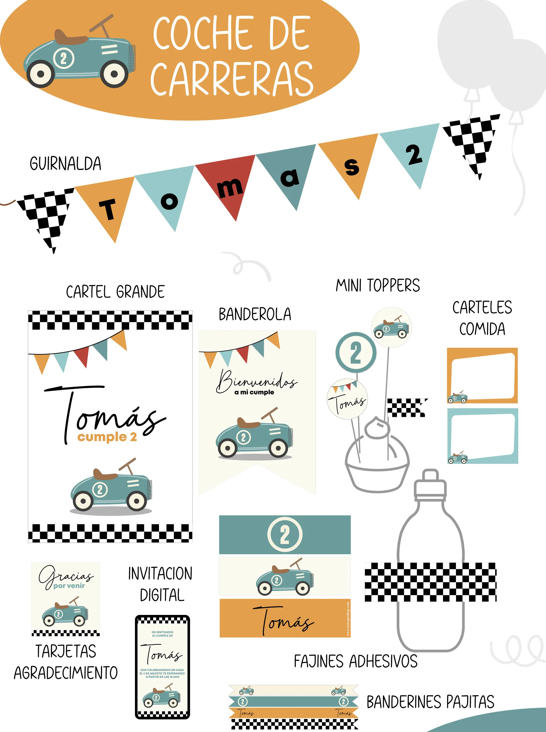 Coche de carreras Party Kit
