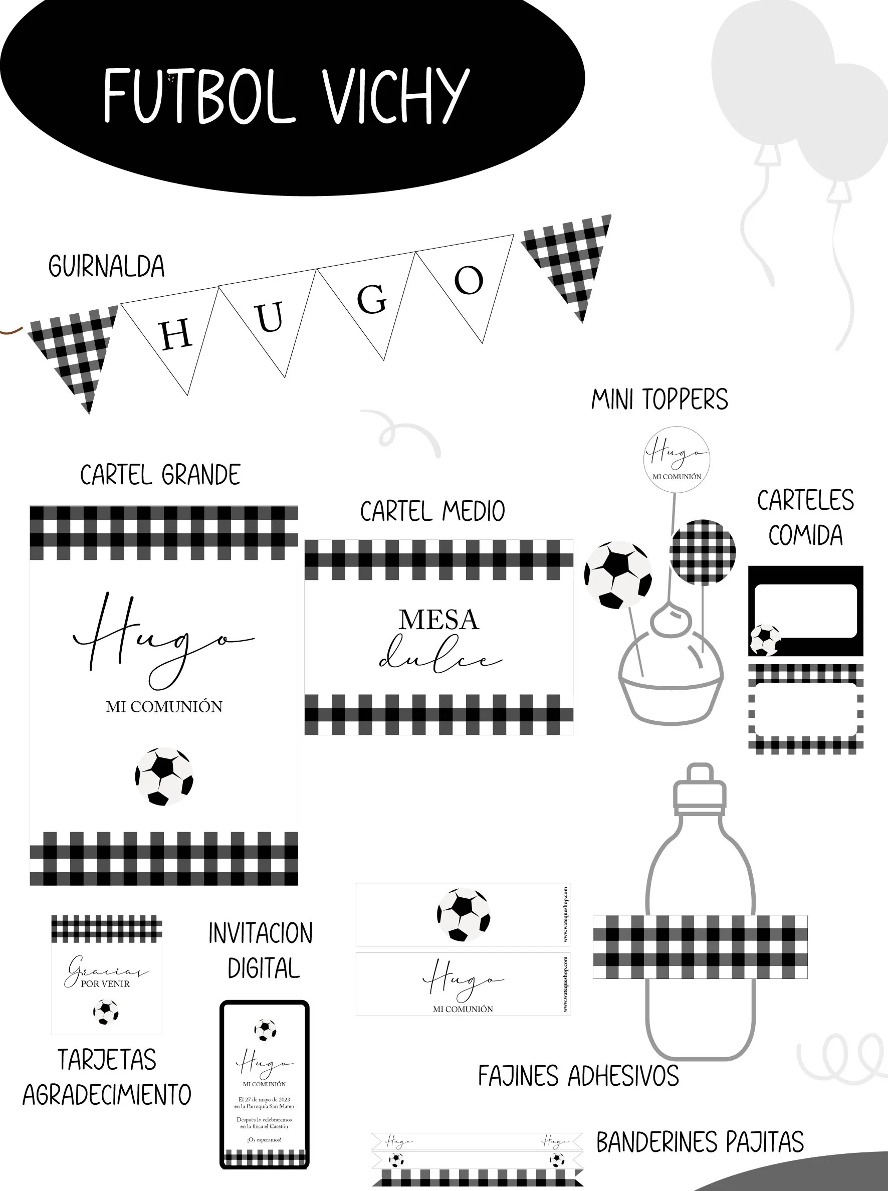 Fútbol Vichy Party Kit