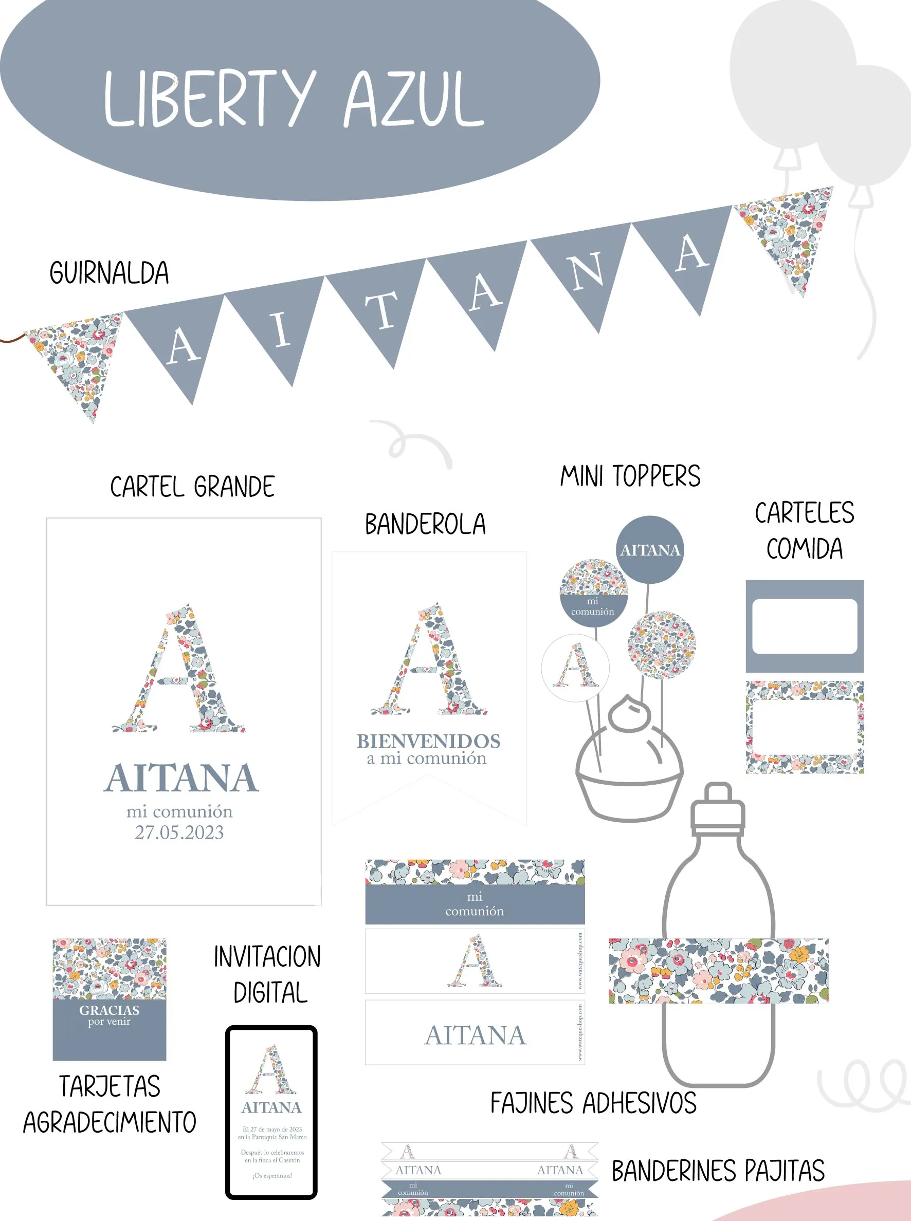 Liberty Azul Party Kit