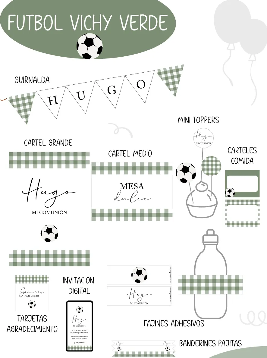 Fútbol Vichy Verde Party Kit