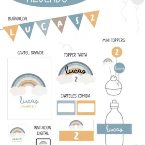 Arcoiris Azul Party Kit